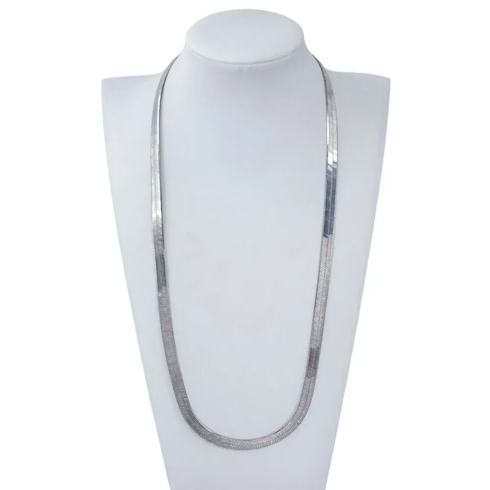 Vintage Italy Sterling Silver 925 Herringbone Chain Necklace 24"